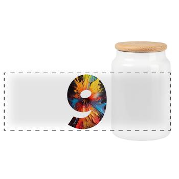 NUMBER 9 YEARS 9TH BIRTHDAY - Panoramic Cookie Jar with Wooden Lid - white - Front