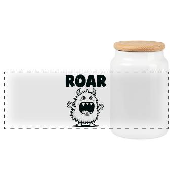 Mignon monstre monstre disant citation - Boîte à biscuits avec couvercle en bois - blanc - Devant
