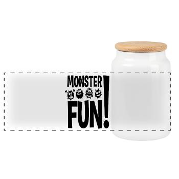 Monster Fun - Panoramic Cookie Jar with Wooden Lid - white - Front