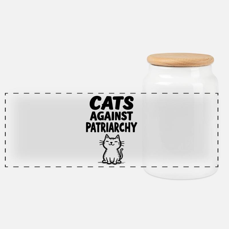 Cats Against Patriarchy Statement - Panorama Keksdose mit Holzdeckel - Weiß