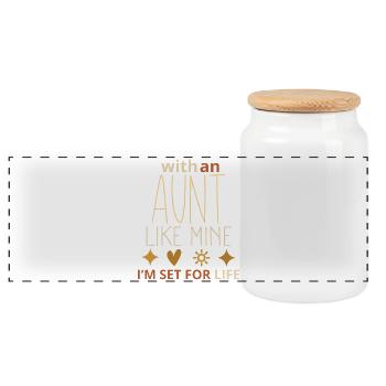 Avec une tante comme la mienne, je suis prêt pour la vie – Cute Ret - Boîte à biscuits avec couvercle en bois - blanc - Devant
