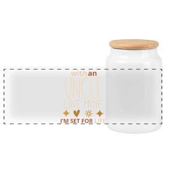 Avec un oncle comme le mien, je suis prêt pour la vie – Cool Re - Boîte à biscuits avec couvercle en bois - blanc - Devant