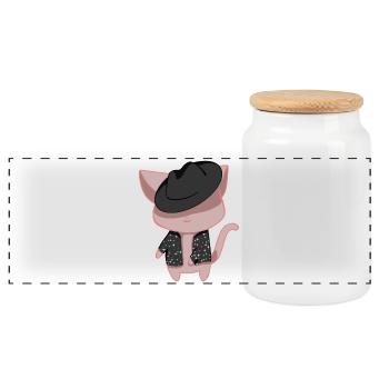 Chat danseur - Boîte à biscuits avec couvercle en bois - blanc - Devant