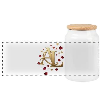 AL Monogramm in Gold mit Herzen - Panorama Keksdose mit Holzdeckel - Weiß - Vorne