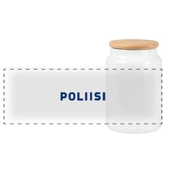 police - Panoramic Cookie Jar with Wooden Lid - white - Front
