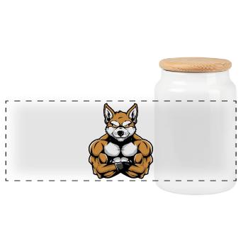 Akita Muscle Chien Musculation - Boîte à biscuits avec couvercle en bois - blanc - Devant