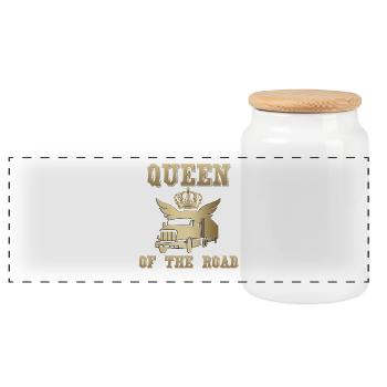 Queen of the Road, Queen of the Streets! - Panoramic Cookie Jar with Wooden Lid - white - Front