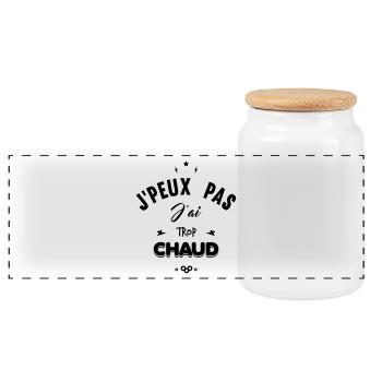 j'peux pas j'ai trop chaud.ai - Boîte à biscuits avec couvercle en bois - blanc - Devant
