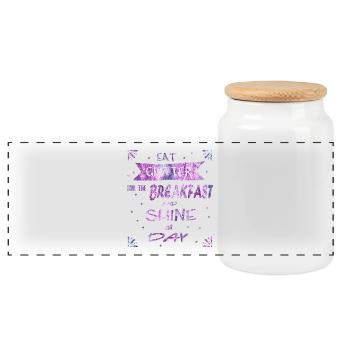 Eat Glitter radiate Unicorn queen - Panoramic Cookie Jar with Wooden Lid - white - Front