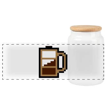 Battery / coffee - Panoramic Cookie Jar with Wooden Lid - white - Front