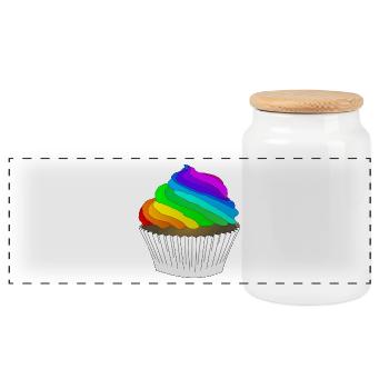 Cupcake - Panoramic Cookie Jar with Wooden Lid - white - Front