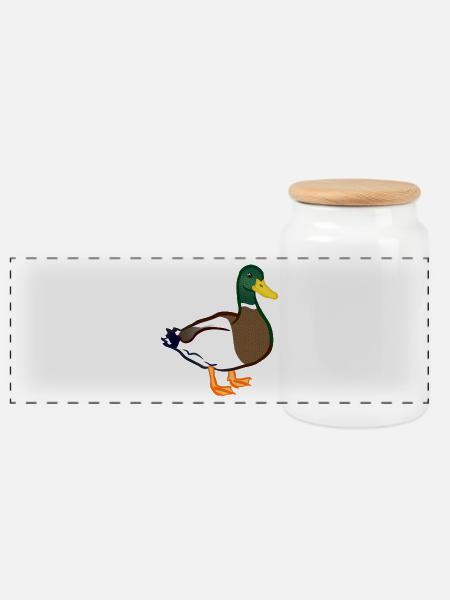 Ente - Panorama Keksdose mit Holzdeckel - Weiß
