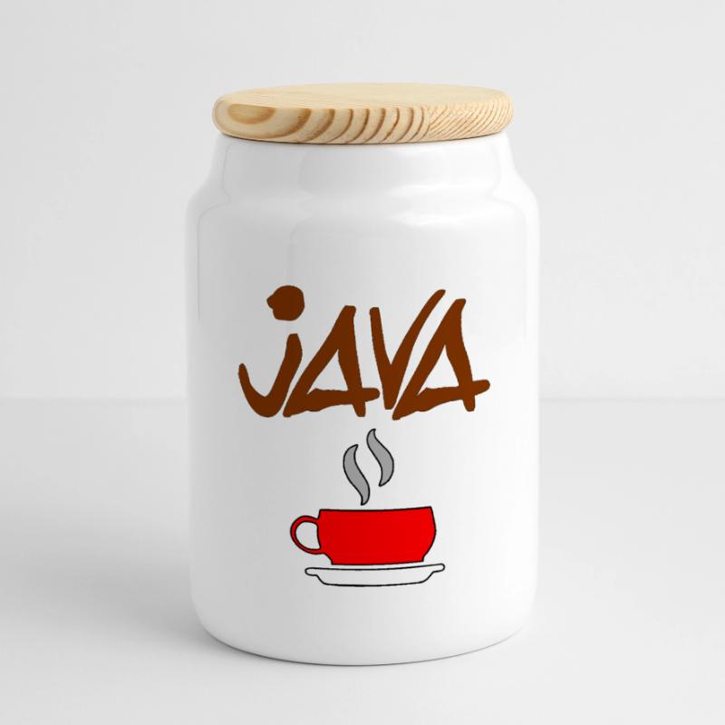 café java Boîte à biscuits avec couvercle en bois