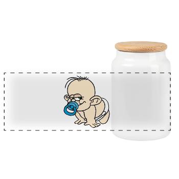 bébé - Boîte à biscuits avec couvercle en bois - blanc - Devant