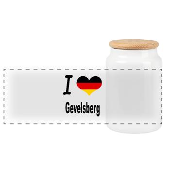 I Love Germany Home Gevelsberg - Panorama Keksdose mit Holzdeckel - Weiß - Vorne
