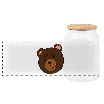 Teddybär - Panorama Keksdose mit Holzdeckel - Weiß - Vorne