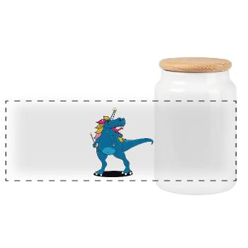 Witzig T-Rex Dinosaurier Einhorn Geschenk lustig - Panorama Keksdose mit Holzdeckel - Weiß - Vorne