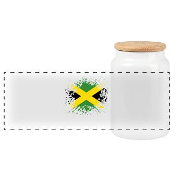 home country roots roots love Jamaica png - Panoramic Cookie Jar with Wooden Lid - white - Front