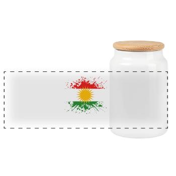 home country roots roots love kurdistan kurde pn - Panoramic Cookie Jar with Wooden Lid - white - Front