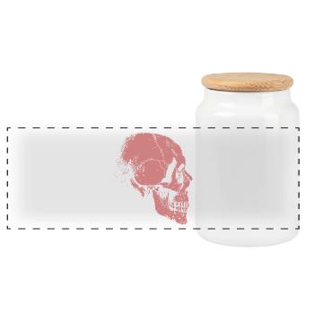 skeleton - Panoramic Cookie Jar with Wooden Lid - white - Front