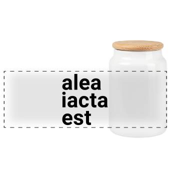 alea iacta est - Panorama Keksdose mit Holzdeckel - Weiß - Vorne