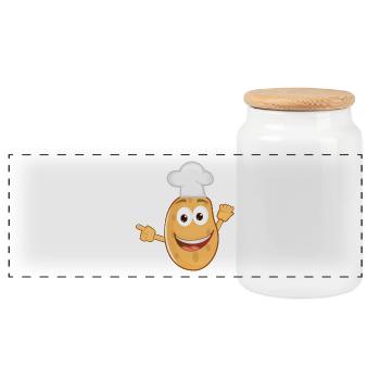 potatoes potato halloween vegetables vegetables30 - Panoramic Cookie Jar with Wooden Lid - white - Front