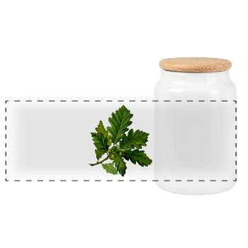 kraeuter rosmarin petersilie thymian dill oregano - Panorama Keksdose mit Holzdeckel - Weiß - Vorne