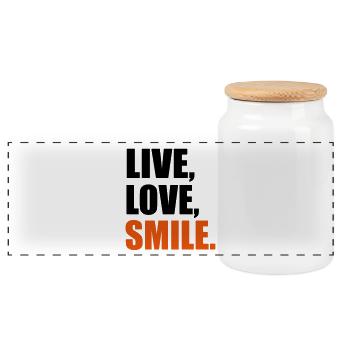 Smile - Panoramic Cookie Jar with Wooden Lid - white - Front