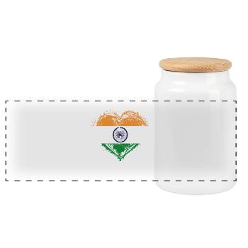 HOME ROOTS COUNTRY LOVE GIFT Indien - Panorama Keksdose mit Holzdeckel - Weiß - Vorne