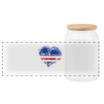 HOME ROOTS COUNTRY GIFT LOVE Cape verde - Panoramic Cookie Jar with Wooden Lid - white - Front