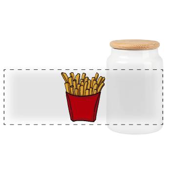 Pommes Essen Fast Food Pommes Frites Liebe Food - Panorama Keksdose mit Holzdeckel - Weiß - Vorne