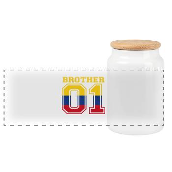 frère frère 01 roi Colombie - Boîte à biscuits avec couvercle en bois - blanc - Devant