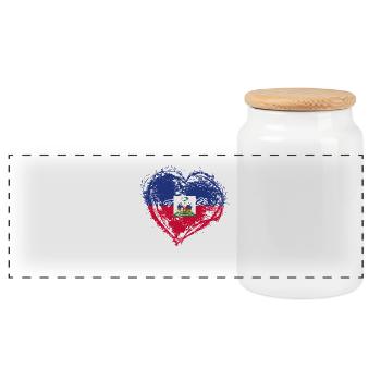 HOME ROOTS COUNTRY POISON LOVE Haiti - Panoramic Cookie Jar with Wooden Lid - white - Front
