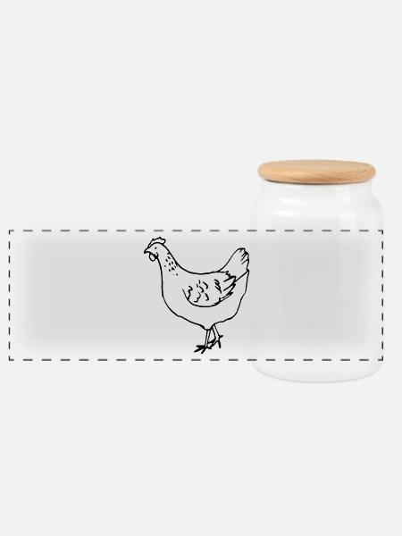 Huhn - Henne - Panorama Keksdose mit Holzdeckel - Weiß