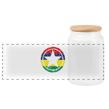 roots love star heart home Mauritius png - Panoramic Cookie Jar with Wooden Lid - white - Front