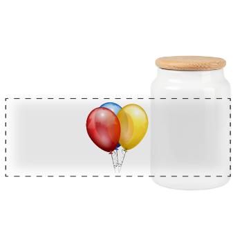 Ballons - Panorama Keksdose mit Holzdeckel - Weiß - Vorne