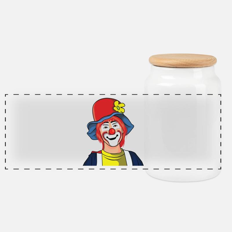 Clown - Panorama Keksdose mit Holzdeckel - Weiß