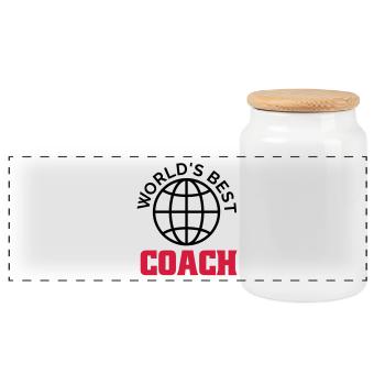 worlds best coach - Boîte à biscuits avec couvercle en bois - blanc - Devant