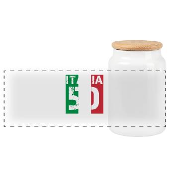 Italie Italia Football wm queen king meister 50 - Boîte à biscuits avec couvercle en bois - blanc - Devant