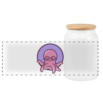 Der kleine Octopus - Panorama Keksdose mit Holzdeckel - Weiß - Vorne