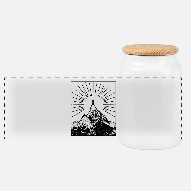 HIKING Wandern berg Geschenk - Panorama Keksdose mit Holzdeckel - Weiß