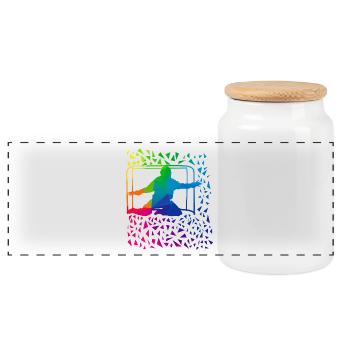 Floorball goalkeeper - Panoramic Cookie Jar with Wooden Lid - white - Front