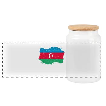 Roots roots flag homeland country Azerbaijan png - Panoramic Cookie Jar with Wooden Lid - white - Front