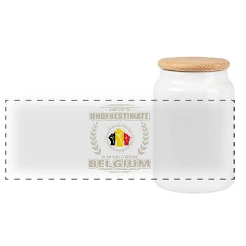 Man BELGIQUE Ne sous-estimez .png - Boîte à biscuits avec couvercle en bois - blanc - Devant