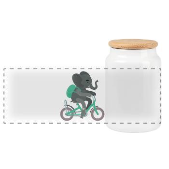 Backpack elephant bike training kita - Panoramic Cookie Jar with Wooden Lid - white - Front