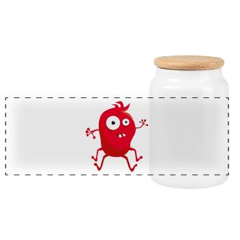 Red Monster - Panoramic Cookie Jar with Wooden Lid - white - Front