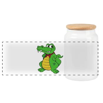 Kroko Kaiman Reptilien Tiere - Panorama Keksdose mit Holzdeckel - Weiß - Vorne