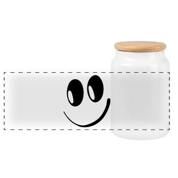 Sourire Rire drôle Happy Happy 1c - Boîte à biscuits avec couvercle en bois - blanc - Devant