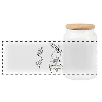 Deux lapins - Boîte à biscuits avec couvercle en bois - blanc - Devant