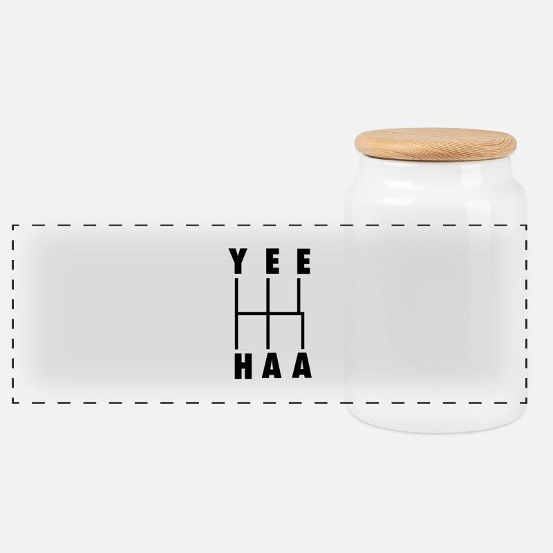 yeehaa! Handschaltung Gear Shift Schema schwarz - Panorama Keksdose mit Holzdeckel - Weiß